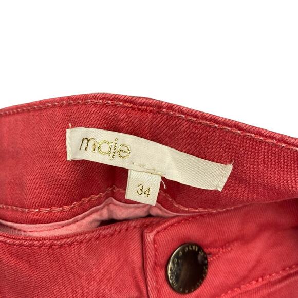 MAJE Broder Tomette Skinny Jean Sz XS Washed Red Pink - Picture 5 of 8